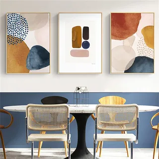 TROYSINC 3er Set Morandi Poster, Abstrakt Geometrie Bilder, Nordisch Kunstposter, Ohne Rahmen Leinwandbilder, Modern Einfach Wandkunst (Stil-A,30 x 40 cm)