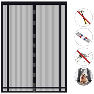 Sekey Magnet Fliegengitter Balkontür ohne Bohren Türvorhang Fliegenschutz, Insektenschutz Tür Vorhang mit Verbreitertem Klebeband 160x230cm, Schwarz