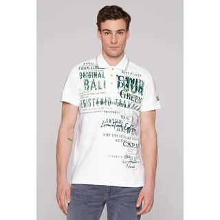 Poloshirt CAMP DAVID, Herren, Gr. L, grün (evergrün), Single Jersey, Obermaterial: 100% Baumwolle, bedruckt, regular fit taillenbedeckt, Shirts Poloshirt, mit Logo Print