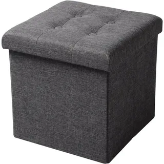 Woltu Truhenbank Gepolstert Dunkelgrau 37,5 x 37,5 x 38 cm