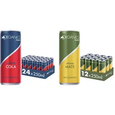 Set: Organics by Red Bull Simply Cola - EINWEG (24 x 250 ml) & Organics by Red Bull Viva Mate, EINWEG, (12 x 250ml)