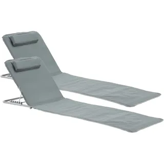 [en.casa] Strandmatten-Set 2 Tlg. Cellorigo , Textil, Metall , 160x42x49 cm , Gartenmöbel, Gartenliegen