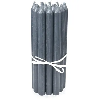 LUMELY dänische Premium Stabkerzen Dunkelgrau, 12er Pack, Höhe 29cm, Ø 2,2cm, Brenndauer ca. 14 Stunden, zylindrische Leuchterkerzen, Deko Kerzen Set, Kerzen Skandinavisch