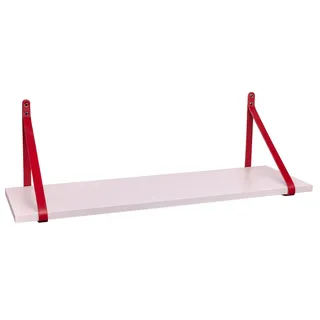 ABRATO® Wandregal Mandelfarbe 80x25x1,8 cm Schweberegal mit Ledergurten Aufhängung Rot