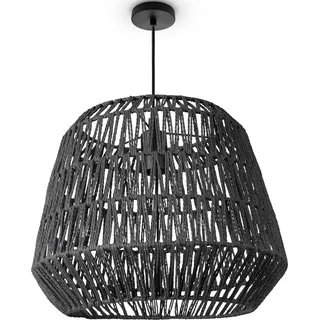 Paco Home Pendelleuchte »POMI« E27 Pendelleuchte Korb Lampe Esszimmerlampe Rattan Papier Boho E27, schwarz
