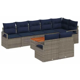 vidaXL Gartensofa-set 9 stk. Grau Poly-Rattan - Grau