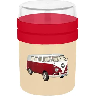 GEDALABELS Food to go Becher VW Classic rot 500ml | Müsli to go | Volkswagen | Aufbewahrung