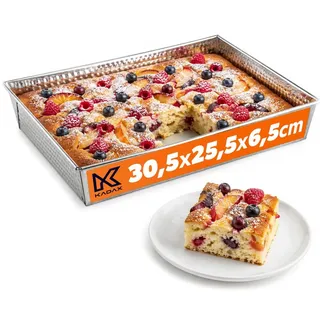 KADAX rechteckige Backform, Backblech in 3 Größen, hohe Blechränder für Kuchen, Toastbrot, Käsekuchen, Brownie, pflegeleichte Kastenform, Wärmeverteilung (30,5 x 25,5 cm, Silber)