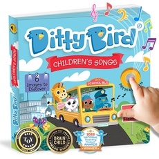 Ditty Bird Children's Songs Soundbuch - Babyspielzeug mit Musik und Sound. 6 Sound-Knöpfen zum Englisch Lernen. Perfekt für bilinguale Kinder ab 1 Jahr.