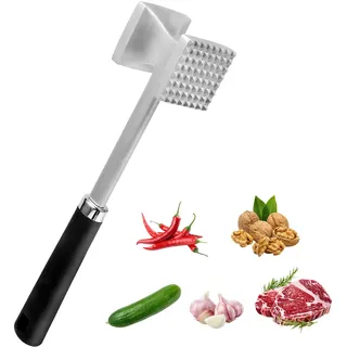 Zorplex Fleischklopfer, Doppelseitiger Fleischklopfer aus Aluminiumlegierung mit Rutschfestem Griff, Antihaft Meat Zartmachung für Rindfleisch, Steaks, Schnitzel, Schwein & Geflügel