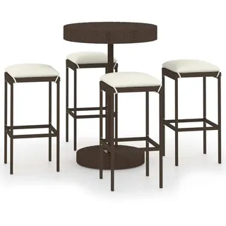 vidaXL 5-tlg. Gartenbar-Set mit Kissen Poly Rattan Braun - Braun