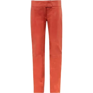 Lederhose RICANO "Lederhose Low Cut", Damen, Gr. M, Länge 34, rot, Obermaterial: 100% Lammnappaleder LANA., schmal, Hosen Lederhose, Handgefertigt aus echtem Leder