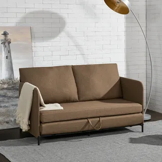 Schlafsofa ’Soini’ mit Liegefunktion 2-Sitzer gepolstert mit Kissen 78 x 125 x 67 cm Braun - Braun