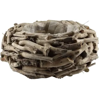 AM Design Dekokranz »Kranztopf aus naturbelassenem Holz« perfekt als dekoratives Pflanzgefäß oder für saisonale Arrangements, beige