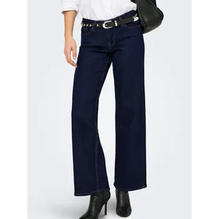 Low-rise-Jeans ONLY "ONLJUDY-O LW WIDE DNM RINSE TAI966", Damen, Gr. S, N-Gr, dunkelblau denim, Denim/Jeans, Obermaterial: 99% Baumwolle, 1% Elasthan, unifarben, lang, Jeans Low-rise-Jeans, Baumwollmischung, low waist, wide fit