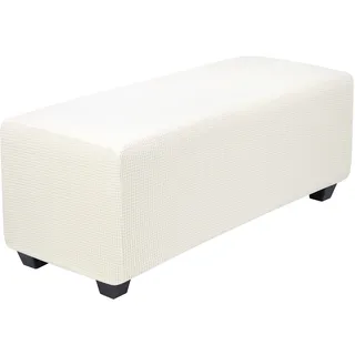 PiccoCasa Hochelastischer Ottomanen-Bezug mit elastischer Unterseite, weicher Schonbezug, Jacquard-Stoff, klein, kariert, rechteckig, Aufbewahrung, Hocker, Möbelbezüge, Größe S