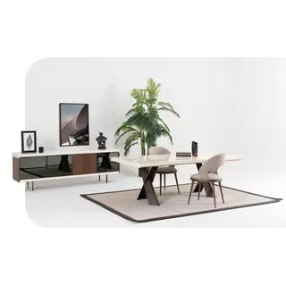 Esstisch 4x Stühle Anrichte Gruppe Esszimmer Garnitur 6tlg. Set Möbel - Schwarz