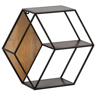 Wohnling Wandregal 60 x 20 x 52 cm Braun/Schwarz
