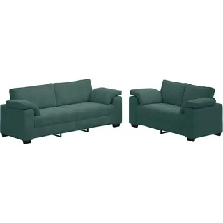 SYFAXTM 2-teiliges Sofa-Set mit Kissen, dunkelgrüner Samt - Grün, dunkelgrün