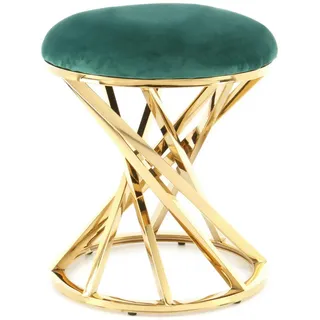 Kayoom Hocker Wesley 325 Samt 40 x 49 x 40 cm Grün/Gold