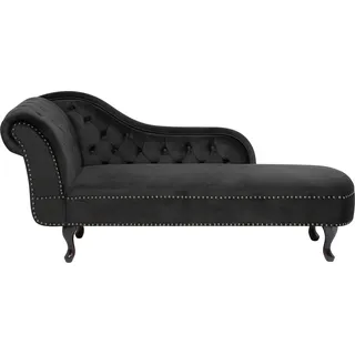 BELIANI Chaiselongue Linksseitig Schwarz Samtstoff Holzfüße Glamourös - Schwarz