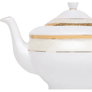 Konsimo Teeservice für 6 Personen (15 Artikel) "AGAWA GOLD", Weiß, Porzellan, Classic, 200 ml / 15cm / 19,5 cm / 1,2 l - Weiß