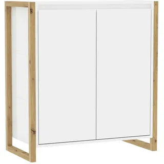 CaliCosy Kommode Denver 80 x 88 x 40 cm Weiß / Eiche Artisan