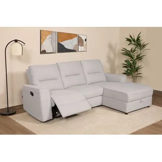 Home Affaire Ecksofa »VENOIR, L-Form, 250 cm, manuelle u. elektrische Funktion (m. USB A/C)« Stauraum unter der Recamiere, 2. Staufach, Federkern, grau