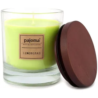 Pajoma Duftkerze Lemongras, 180 g, im Glas mit Holzdeckel, NEU Premium Edition, für Circa 25 Stunden