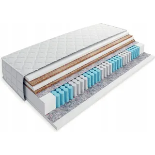 Furmeb24 | 7 Zonen Taschenfederkernmatratze| Matratze 200 x 200 cm | H4/H5 | 2 in 1 mit Latexschaum & Kokosmatte | Antiallergisch