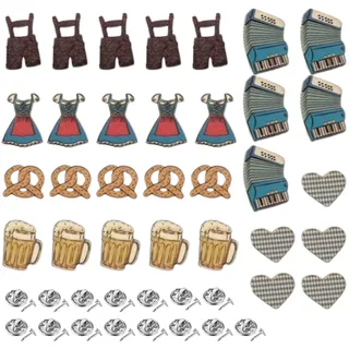 Lyivisk 30 Stück Oktoberfest Deko mit 15 Stück Tasten Holz Streudeko Bayrische Deko mit Dirndl Lederhose Breze Bierkrug Herz für Oktoberfest Party Geburtstag Basteln Biergarten Geschenk Tischdekoratio