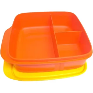 Tupperware to Go Lunchbox Clevere Pause 550ml mit Trennwand Eco+ Schule Brotdose mit Abteilung orange gelb 550 ml