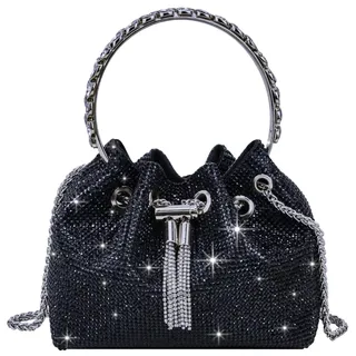 TOPALL Clutch Glitzer Damen,Silber Abendtasche,Handtasche Diamant Tasche Schultertasche Silber Elegante mit Reißverschluss, Strasssteine Clutches Brieftaschen Umhängetasche für Party Freizeit Date