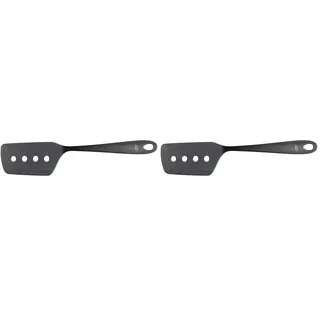 Fiskars Pfannenwender mit scharfen Kanten und asymmetrischem Kopf, Essential, Kunststoff, Länge: 29 cm, Schwarz, 1065595 (Packung mit 2)