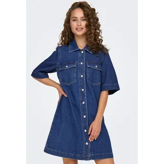 ONLY Jeanskleid »ONLBELLE S/S BUTTON DRESS DNM GUA NOOS« Brusttaschen, blau