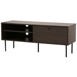 Mendler TV-Rack HWC-N78, Lowboard TV-Schrank, skandinavischer Stil Metall Holz Melamin MVG 50x120x40cm ~ dunkelbraun