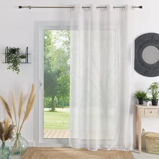 HomeMaison.com Etaminenvorhang, einfarbig, Blickdicht, weiß, 140 x 240 cm