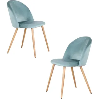 GrandCA Home 2er Set Esszimmersessel, 2er-Set Samt Esszimmerstühle mit Eisenbeinen in Holzoptik, vielseitig für Büro, Café, Küche, Wohnzimmer, Schlafzimmer (Grün,2)