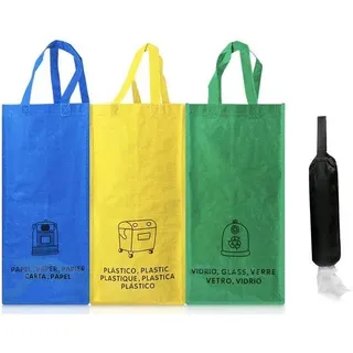 Kompakter Recycling-Eimer 3-fach 23x45x23cm