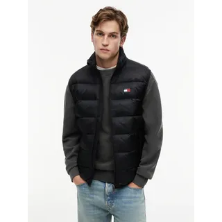 Daunenweste TOMMY JEANS "TJM LIGHT DOWN PACKABLE VEST", Herren, Gr. 4XL, schwarz, Web, Obermaterial: 100% Nylon. Futter: 100% Polyester. Füllung: 90% Daunen, 10% Federn, unifarben, regular fit normal, Rundhals, Westen Daunenweste, Regular fit mit Stehkragen
