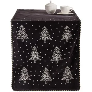 home&you Tischläufer Nesa, Schwarz, 45x180cm, Dekorative Tischdeko Weihnacheten , Textil , 45x1x180 cm , Heimtextilien, Wohntextilien, Tischwäsche, Tischläufer