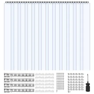 VEVOR VC-Streifenvorhang, 2440x2134 mm, 2 mm Dicke, 14er-Pack Lamellenvorhang, -20-60°C Vorhangstreifen, Glatte, Kunststoff-Türstreifen für Lager-, Gefrier- und Garagentore, transparent