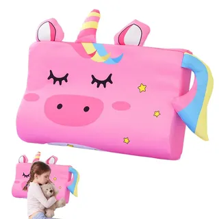 Wxeadu Schlummerkids Kissen, 45x27cm Calmly Kinderkissen, Atmungsaktiv und Hautfreundlich Gedächtnis Schaum Kinder Kopfkissen, Ergonomisches Seitenschläferkissen Kinder für Weiche Träume (Einhorn)
