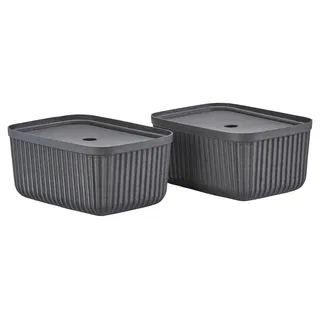 Zone Denmark Pulp Aufbewahrungsboxen mit Deckel – Boxen Aufbewahrung – Stabile Kisten aus 100% Recyclingmaterialien – 2 Stück – 32 x 23 x 15 cm – Schwarz