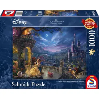 Schmidt Spiele Puzzle Thomas Kinkade, Disney Die Schöne und das Biest, Tanz im Mondlicht 1000 Teile