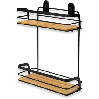 ALSEA - BAMBOO - Duschablage - Badezimmer Organizer - Regal - Bad Organizer - Metall Korb - Duschregal zum Hängen - Badezimmer Aufbewahrung - 26x10x29, Schwarz