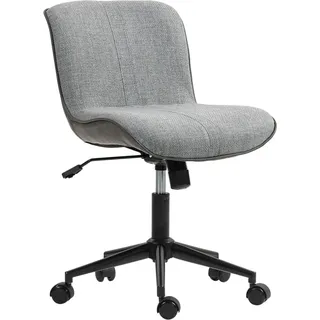 Fortuna Lai Schreibtischstuhl, Höhenverstellbar Homeoffice Stuhl ohne Armlehne, Drehbar Bürostuhl mit Wippfunktion, Drehstuhl mit Leinenoptik für Schlafzimmer, Dunkelgrau - Dunkelgrau