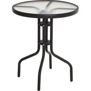 Metall Glastisch in schwarz - Ø 60 cm - Modell: RUND - Schwarz, Transparent