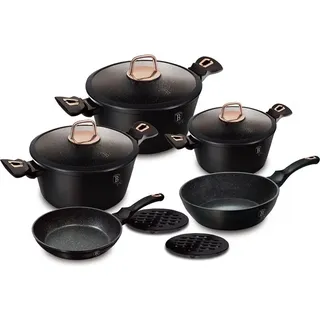 BERLINGERHAUS Black Rose Collection 10-teiliges Tafelservice mit Marmor-Finish BH-8168 - Schwarz