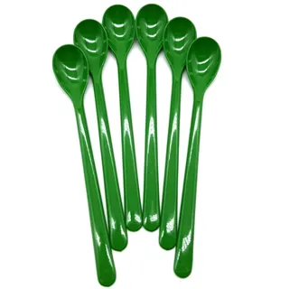 Löffel 18 cm Mehrzwecklöffel Joghurtlöffel Eislöffel Cocktaillöffel 6 Stück Mehrweg, Kunststoff plastik, grün